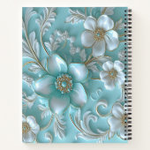 Groenwitte bloemen notebook notitieboek (Achterkant)