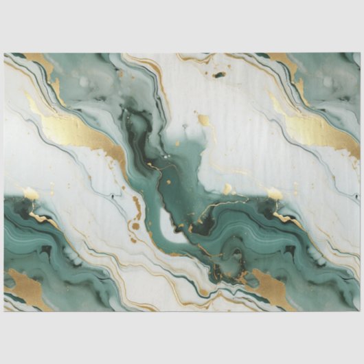 Groenwitte marmeren decoupage tissuepapier (Voorkant)