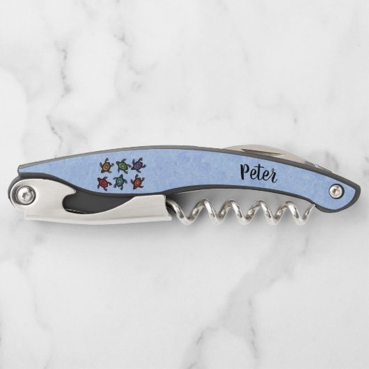 Groep Abstracte Schildpadden Kleurrijke schelpen o Kurkentrekker (Voorkant)