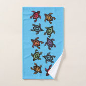 Groep Abstracte Zwarte Schildpadden Kleurrijke sch Bad Handdoek (Handdoek)