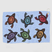 Groep Abstracte zwarte schildpadden kleurrijke sch Golfhanddoek (Horizontaal)