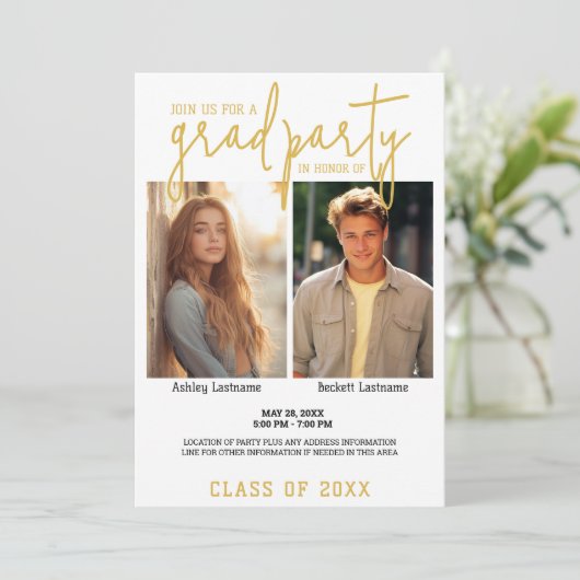 Groep Afstuderen Celebration - Twin 2 Afgestudeerd Kaart (Staand voorkant)