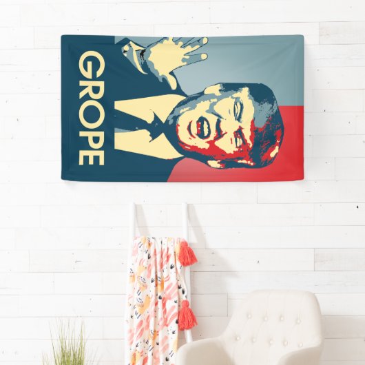GROEP - anti-trumpropaganda - het grijpen Trump -. Spandoek (Insitu)