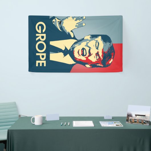 GROEP - anti-trumpropaganda - het grijpen Trump -. Spandoek (Beurs)