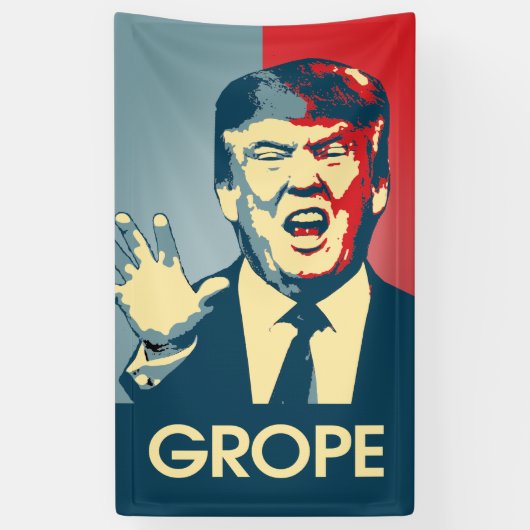 GROEP - anti-trumpropaganda - het grijpen Trump -. Spandoek (Verticaal)