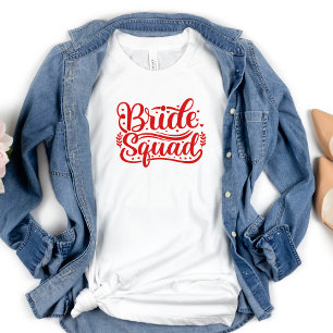 Groep Bachelorette Bruid Squad Rode Letters  T-shirt