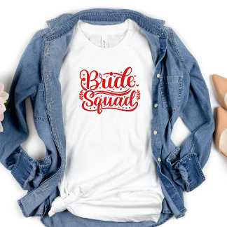 Groep Bachelorette Bruid Squad Rode Letters T-shirt