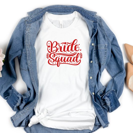 Groep Bachelorette Bruid Squad Rode Letters  T-shirt