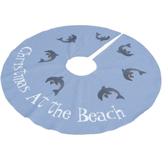 Groep Blauw Wit Springdolfijnen Strand Kerstmis Kerstboom Rok (Gekanteld)
