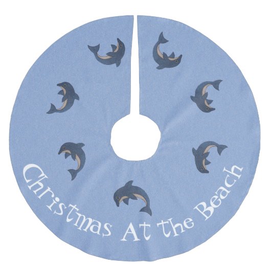 Groep Blauw Wit Springdolfijnen Strand Kerstmis Kerstboom Rok (Voorkant)