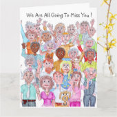 Groep Cartoons Mensen die afscheid nemen Kaart (Gele Bloem)