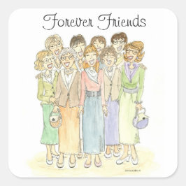Groep Dames Forever vrienden Vierkante Sticker