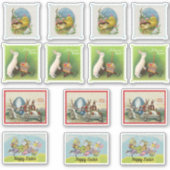 Groep Diverse Paashaas Konijnen Baby Kuikens Ei Sticker (Voorkant)