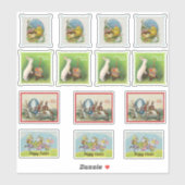 Groep Diverse Paashaas Konijnen Baby Kuikens Ei Sticker (Vel)