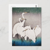 Groep Egrets, Ohara Koson, Japanse kunst Briefkaart (Voorkant / Achterkant)