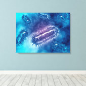 Groep Escherichia coli bacteriecellen 1 Canvas Afdruk (Insitu (Houten vloer))