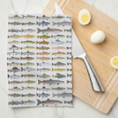 Groep forel, char, grijs, Hucho en Whitefish Theedoek (Quarter Fold)