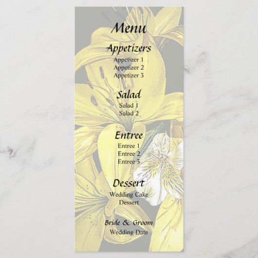 Groep gele lelies menu (Voorkant)