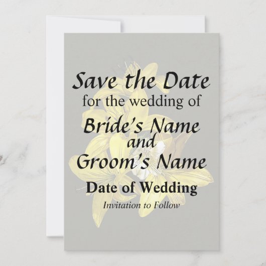 Groep gele lelies save the date (Voorkant)