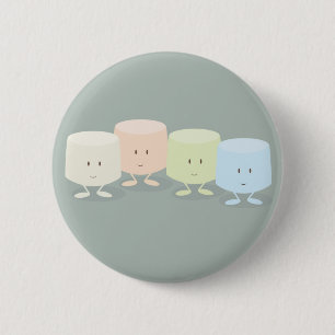 Groep glimlachende marshmallows ronde button 5,7 cm