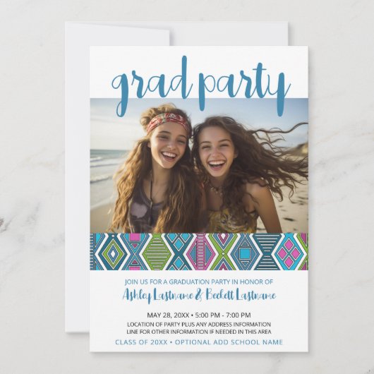 Groep Graduation Party - Kleurrijke Tribal Patroon Kaart (Voorkant)