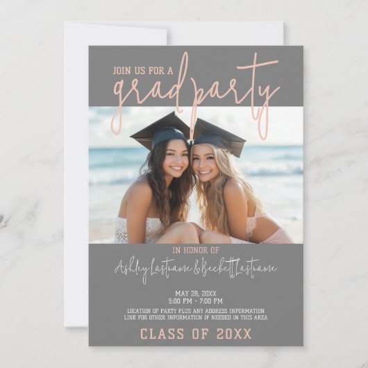 Groep Graduation Party - Twin 2 Afgestudeerden Kaart (Voorkant)