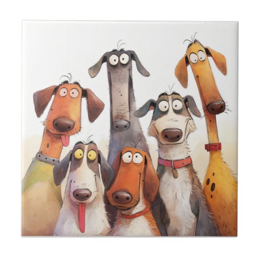 Groep grappige gekke honden tegeltje (Voorkant)