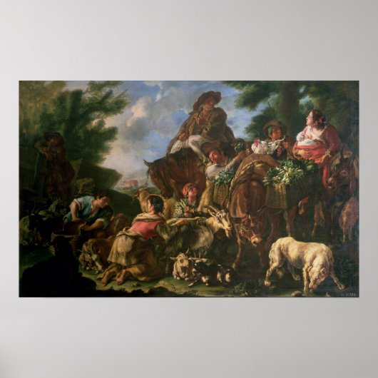 Groep herders met een paard poster (Voorkant)