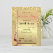 Groep hoge hiel, glas, rood, goudglitter kaart (Staand voorkant)