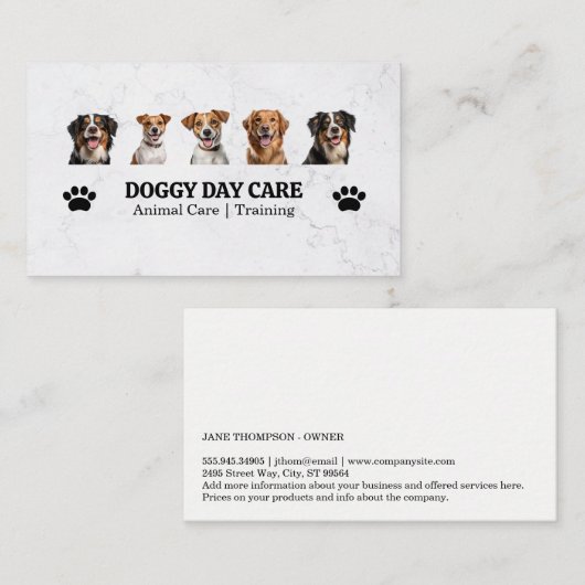 Groep honden | dierenverzorging | dierenwinkel visitekaartje (Voorkant / Achterkant)