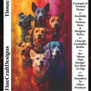 Groep Honden, Kleurrijke Achtergrond CT6 Découpage Tissuepapier