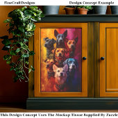 Groep honden, levendige achtergrond CT6 decoupage Tissuepapier