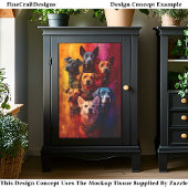 Groep honden, levendige achtergrond CT6 decoupage Tissuepapier