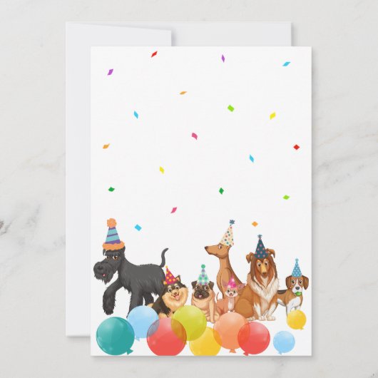 Groep hondenrassen feestdag Uitnodiging (Achterkant)