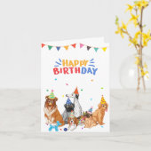Groep hondenrassen feestje gelukkige verjaardag kaart (Gele Bloem)