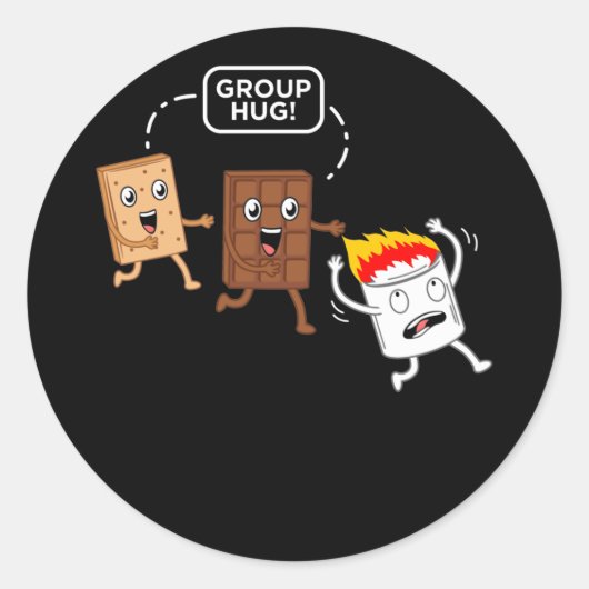 Groep Hug S'more Funny Smores Camper Camping Ronde Sticker (Voorkant)