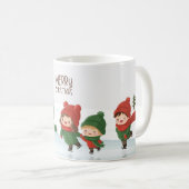 Groep ijsdansende kinderen met Kerstmis Koffiemok (Voorkant rechts)