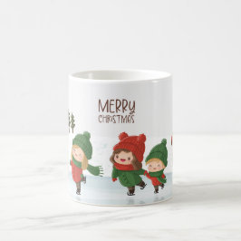 Groep ijsdansende kinderen met Kerstmis Koffiemok