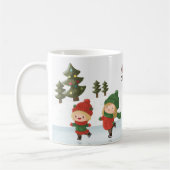 Groep ijsdansende kinderen met Kerstmis Koffiemok (Links)