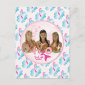 Groep in roze bel briefkaart (Voorkant)