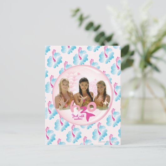 Groep in roze bel briefkaart (Staand voorkant)