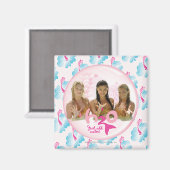 Groep in roze bel magneet (Voorkant / Achterkant)