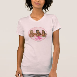 Groep in roze bel t-shirt