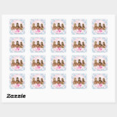 Groep in roze bel vierkante sticker (Vel)