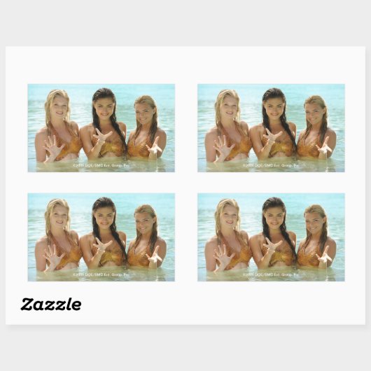 Groep in water rechthoekige sticker (Vel)