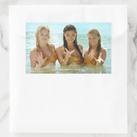 Groep in water rechthoekige sticker (Tas)