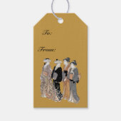 Groep  Japanse Geisha Vrouwen Cadeaulabel (Voorkant)