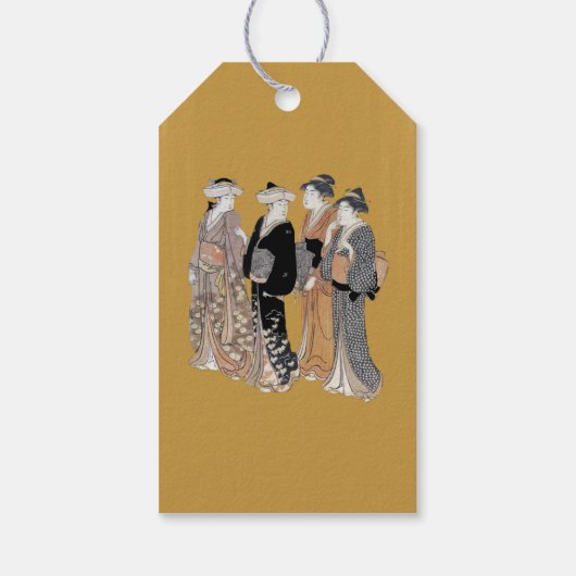 Groep  Japanse Geisha Vrouwen Cadeaulabel (Achterkant)