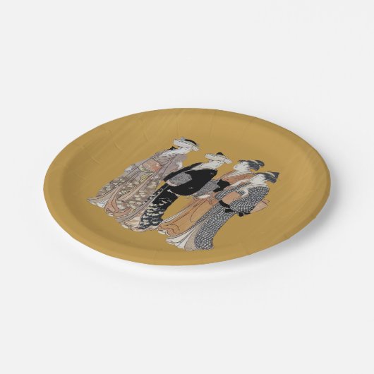 Groep  Japanse Geisha Vrouwen Papieren Bordje (Gekanteld)