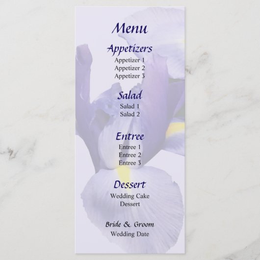 Groep Japanse Irissen Bruiloftsmenu Menu (Voorkant)